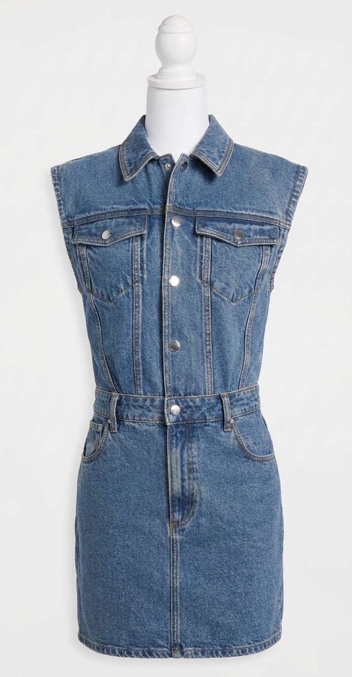 NEW RONNY KOBO denim sleeveless bodysuit in blue